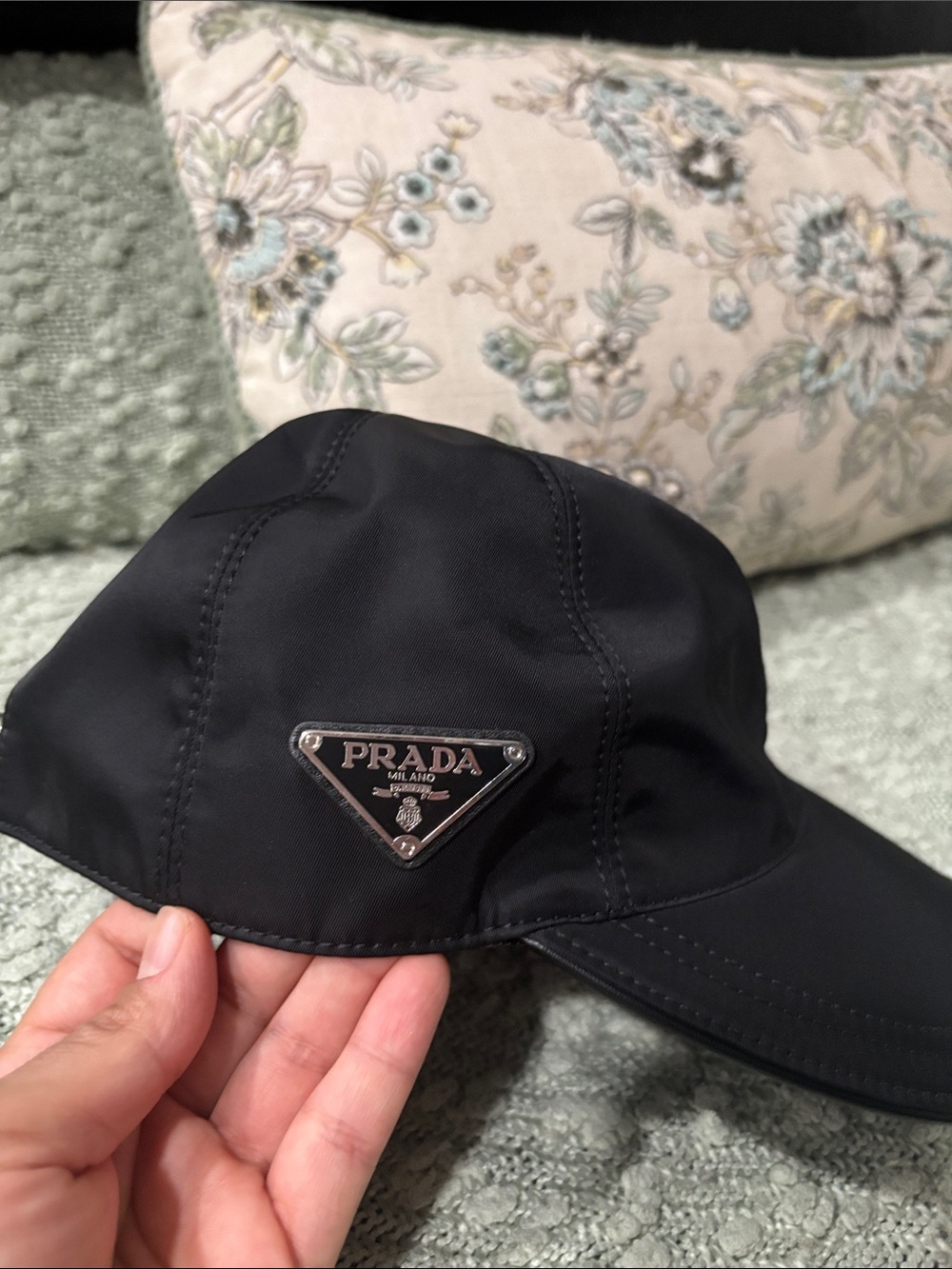 Prada Navy Triangle Logo Nylon Baseball Cap - Picture 6 of 6
